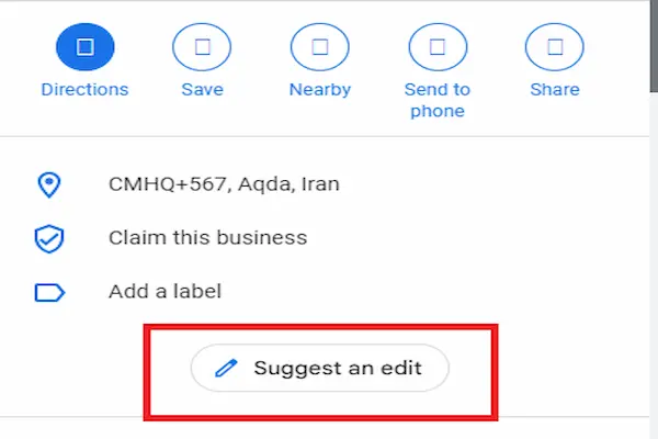ویرایش مکان در گوگل مپ